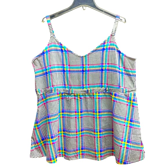 torrid Tops - Torrid Black White Multicolor Houndstooth Checked Babydoll Tank Top Sz 3X
